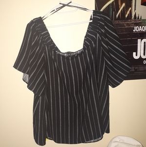 Black & White Striped Off the Shoulder Top